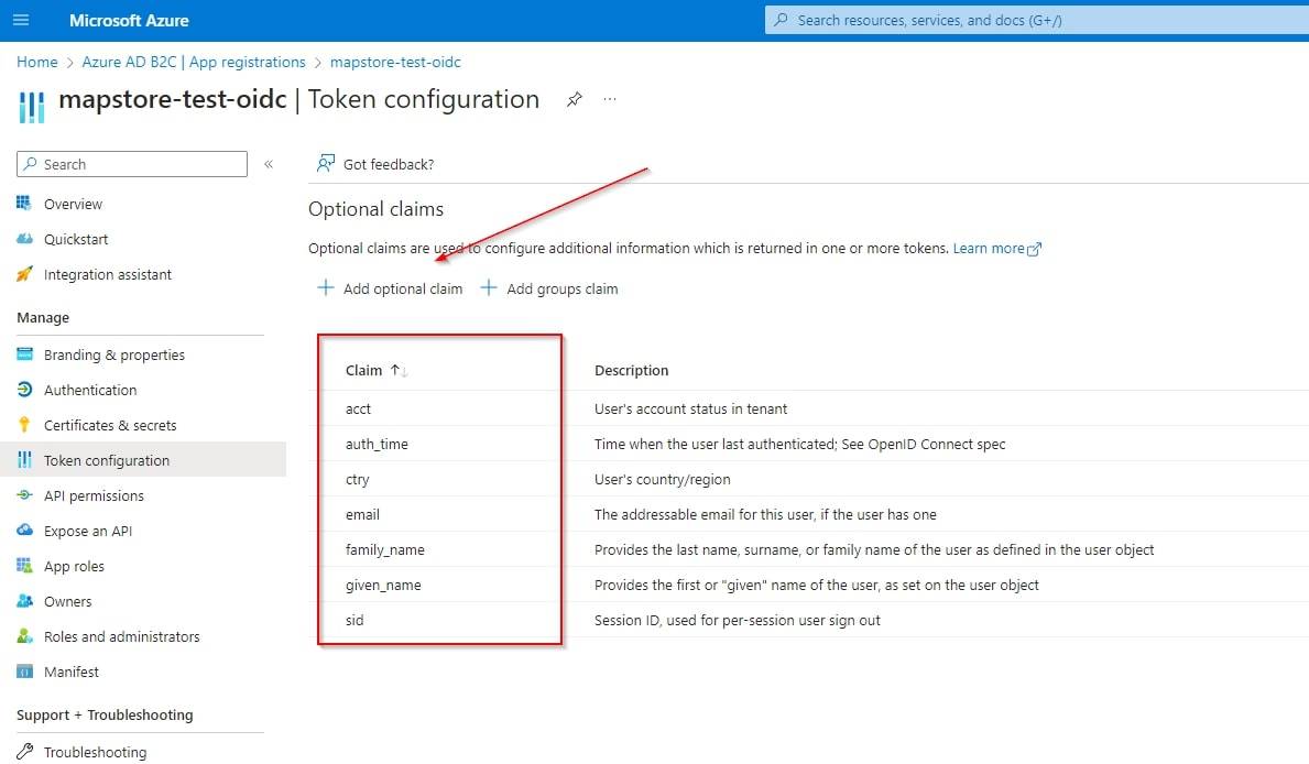 Add optional claims